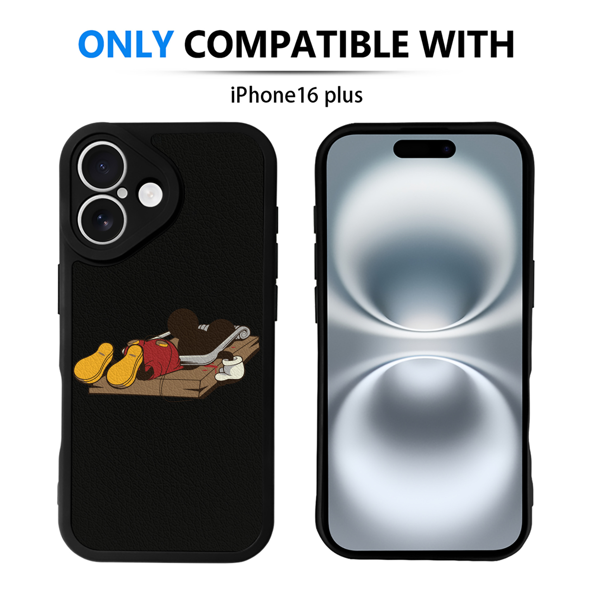 （画像用） ミッキーマウス Mickey Mouse 【iPhone 16シリーズ対応】シリコンスマホケース（レザー調） 材質：シリコン